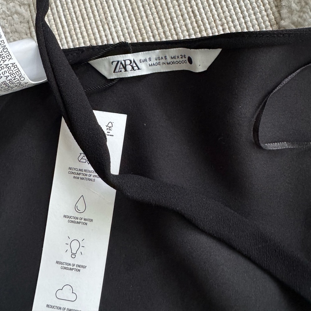 Zara Black asymmetrical top with tie back detail - Picture 7 of 7